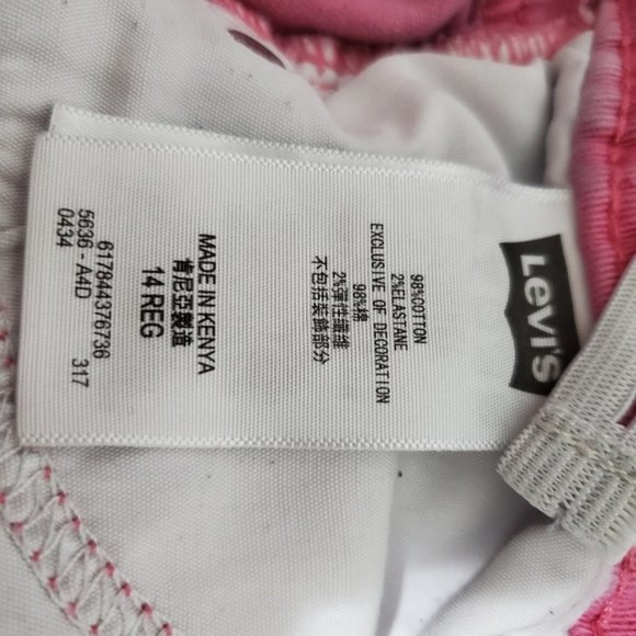 Levi's Hot Pink Acid Wash 711 Skinny Jeans Girls Size 14 Adjustable Waist - Picture 7 of 8